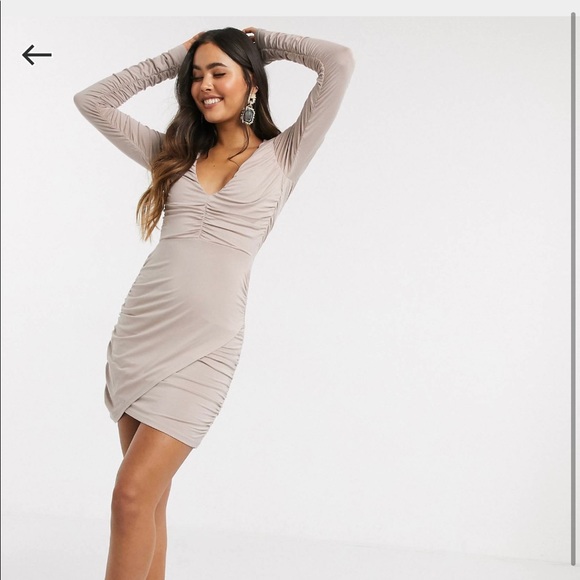 new ASOS plunge long sleeve mini dress